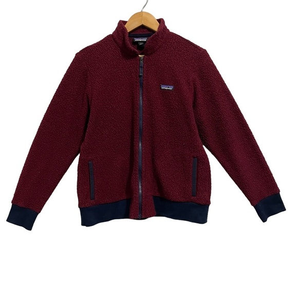 Patagonia Woolyester Fleece Jacket Full Zip Oxide Red Blue Womens Large L - Picture 2 of 16